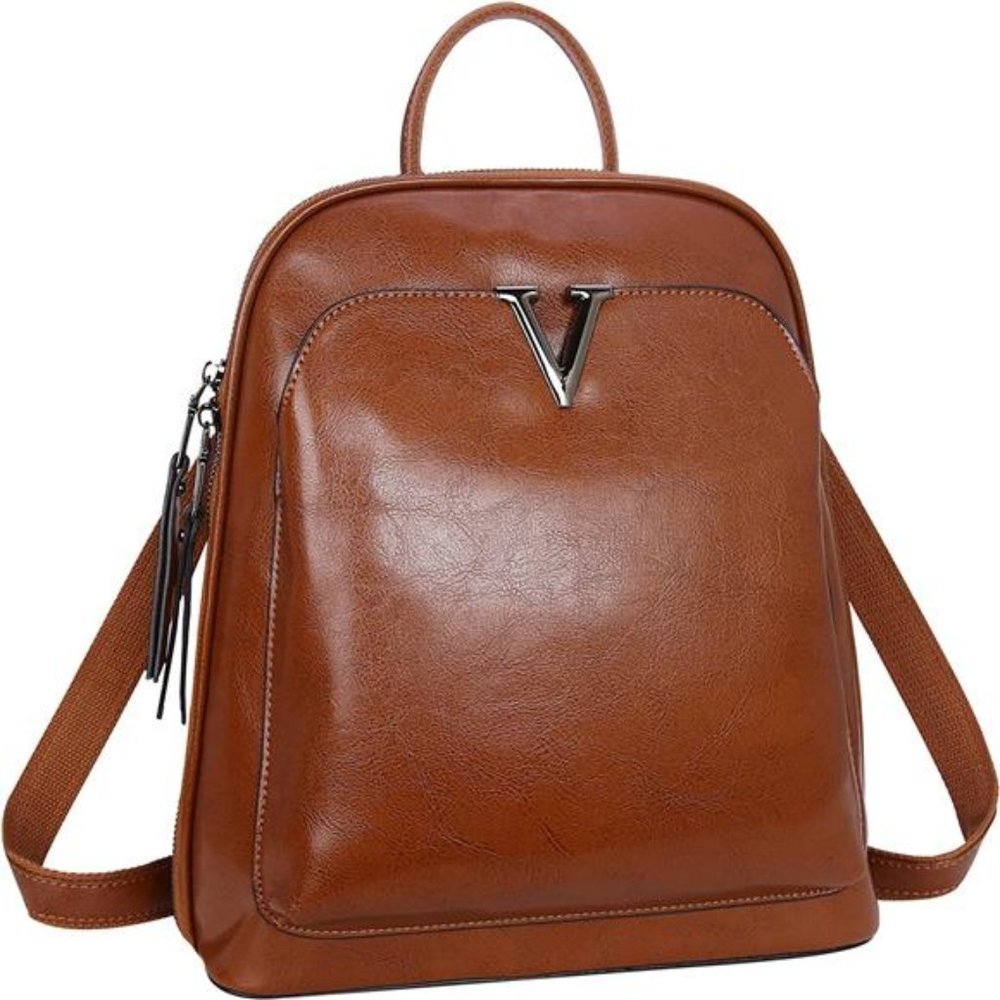 Hot Vintage Leather Backpacks For Women Bags School Travelling Bags Brown